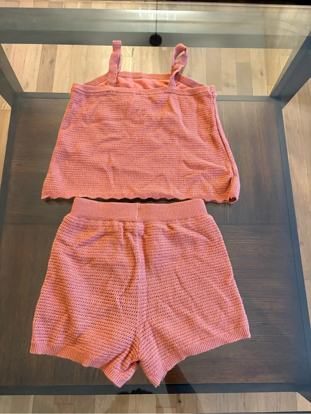 Modern Moments by Gerber Girls 5T 2pc Pink Knit Tank & Shorts Floral Embroidered